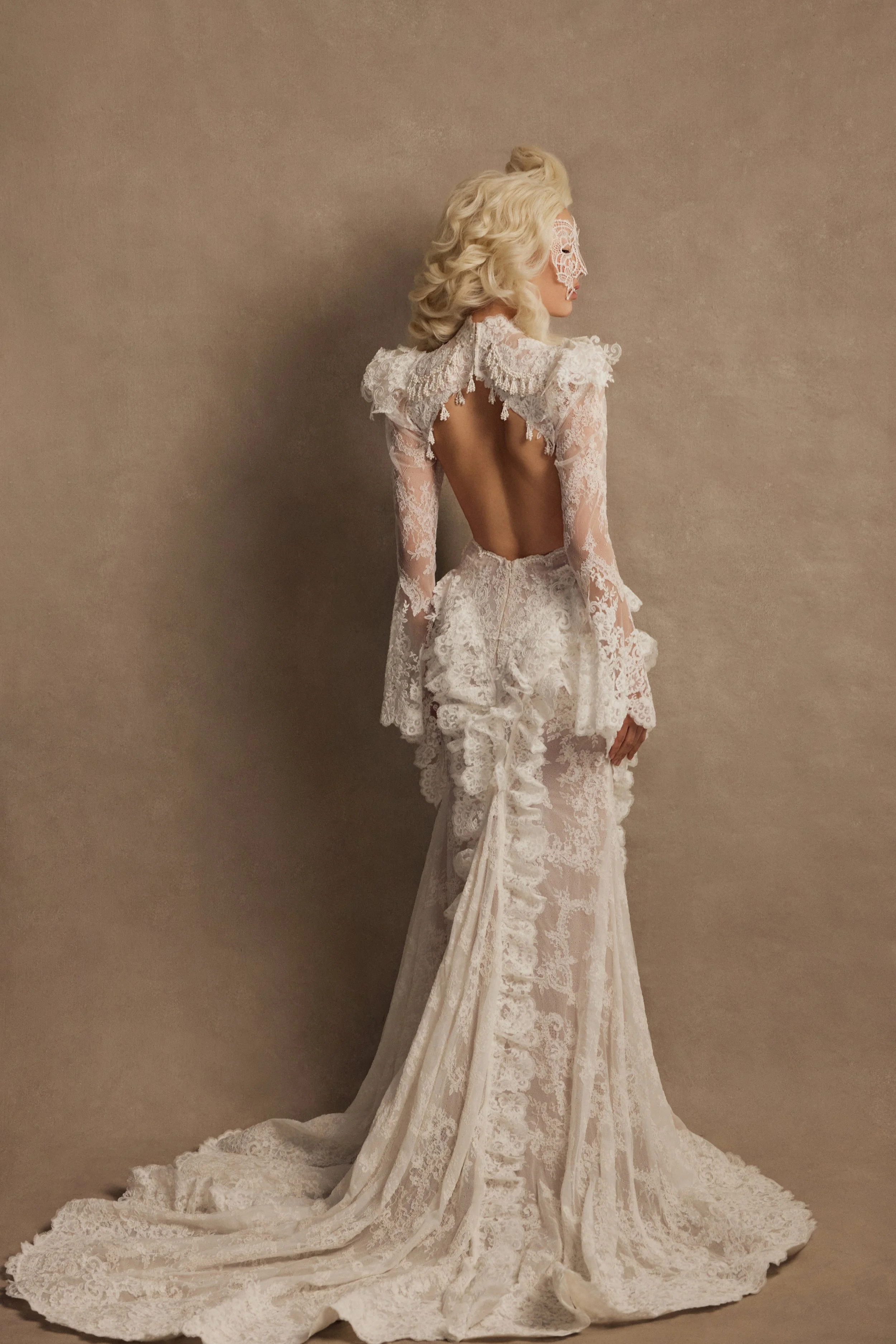 Chantilly Lace Transformer Wedding Dress with Detachable Train and